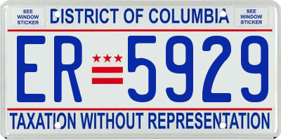 DC license plate ER5929