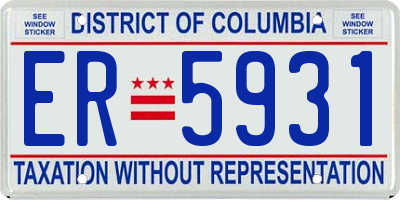 DC license plate ER5931