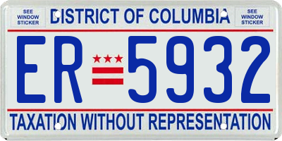 DC license plate ER5932