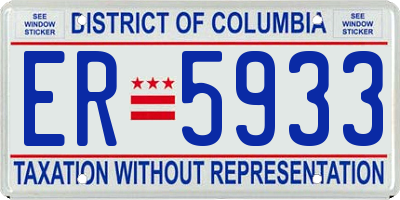 DC license plate ER5933