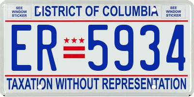 DC license plate ER5934