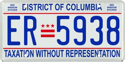 DC license plate ER5938