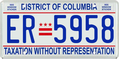 DC license plate ER5958