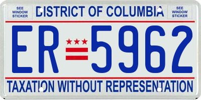 DC license plate ER5962