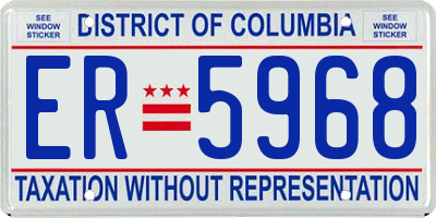 DC license plate ER5968