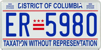 DC license plate ER5980