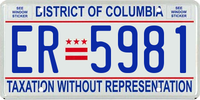 DC license plate ER5981