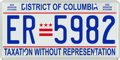 DC license plate ER5982