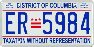 DC license plate ER5984