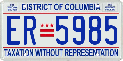 DC license plate ER5985