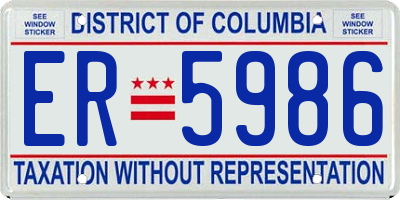DC license plate ER5986