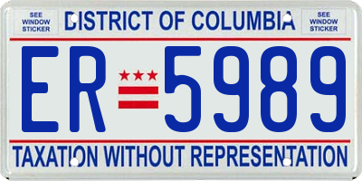 DC license plate ER5989