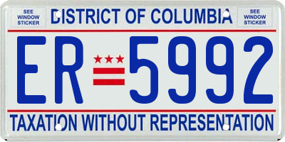 DC license plate ER5992