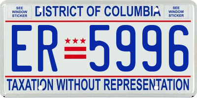 DC license plate ER5996