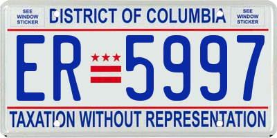 DC license plate ER5997