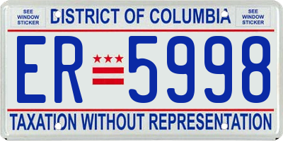 DC license plate ER5998