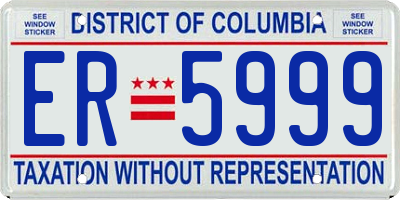 DC license plate ER5999