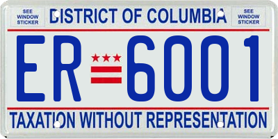 DC license plate ER6001