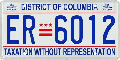 DC license plate ER6012