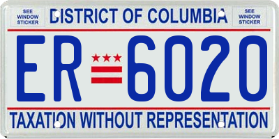 DC license plate ER6020
