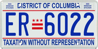 DC license plate ER6022