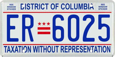 DC license plate ER6025