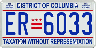 DC license plate ER6033