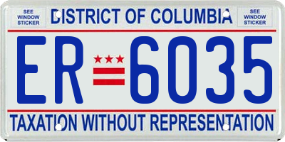 DC license plate ER6035