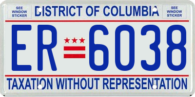 DC license plate ER6038
