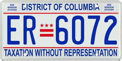 DC license plate ER6072