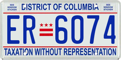 DC license plate ER6074