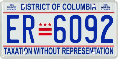 DC license plate ER6092