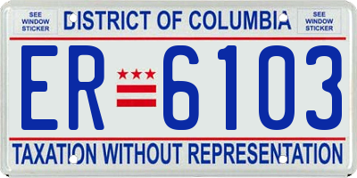 DC license plate ER6103