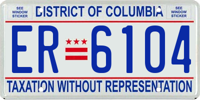 DC license plate ER6104