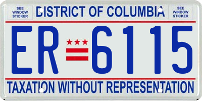 DC license plate ER6115