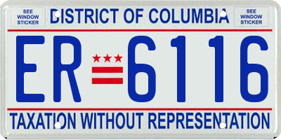 DC license plate ER6116