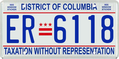 DC license plate ER6118