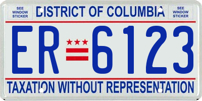 DC license plate ER6123