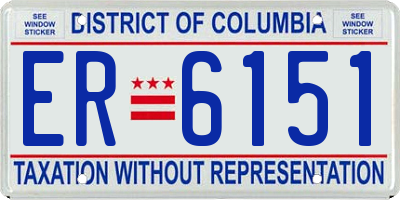 DC license plate ER6151
