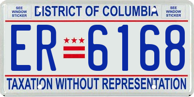 DC license plate ER6168