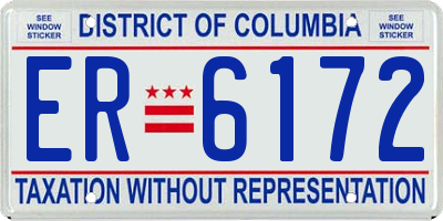 DC license plate ER6172