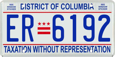 DC license plate ER6192