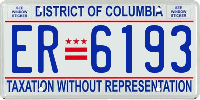 DC license plate ER6193