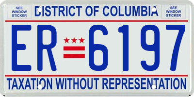DC license plate ER6197