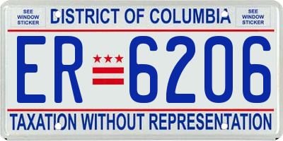 DC license plate ER6206