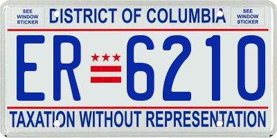 DC license plate ER6210
