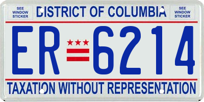 DC license plate ER6214