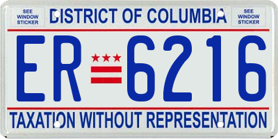 DC license plate ER6216