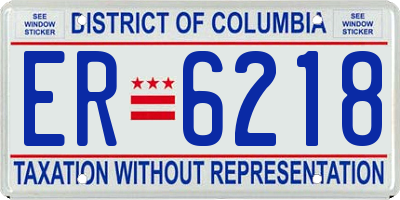 DC license plate ER6218