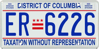 DC license plate ER6226